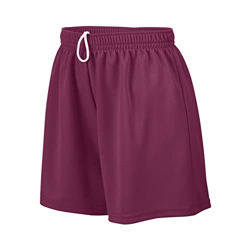 Augusta Sportswear Girls’ Medium Augusta Wicking Mesh Short, Maroon, Medium