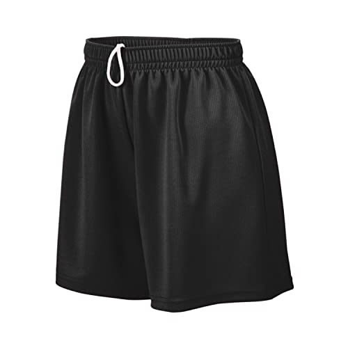 Augusta Sportswear Girls Wicking Mesh Short, Black, Small