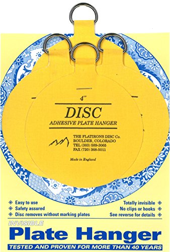 Invisible English Disc Adhesive Large Plate Hanger Set (4-4 Inch Hangers)
