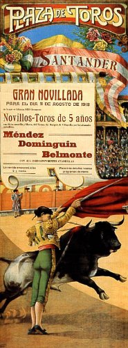 Plaza DE TOROS Santander Bull Fight Run Spain Vintage Poster Canvas REPRO