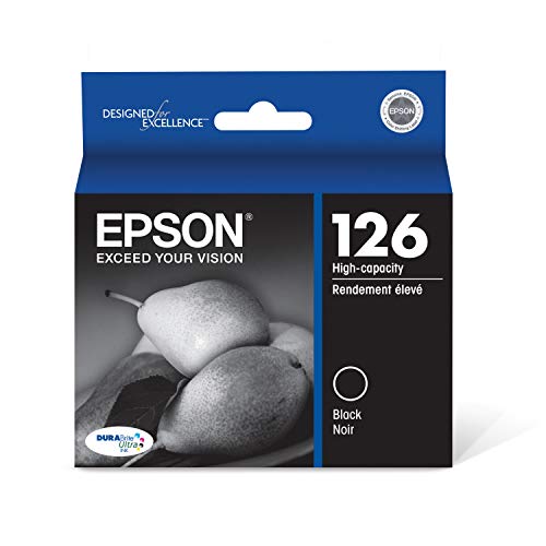 Epson T126 DURABrite Ultra Ink Standard Capacity Black Cartridge (T126120-S) for Select Stylus and Workforce Printers