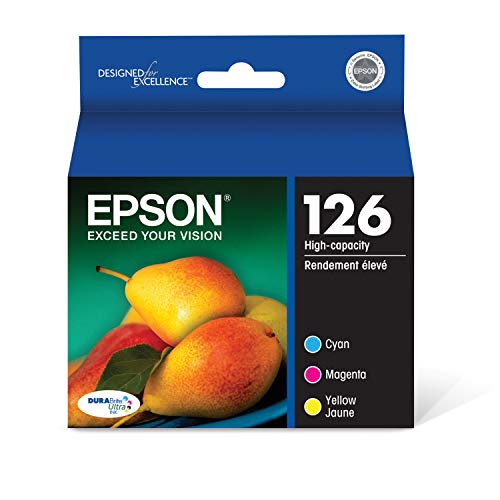 EPSON T126 DURABrite Ultra Ink Standard Capacity Color Combo Pack (T126520-S) for select Epson Stylus and WorkForce Printers, Cyan,Magenta and Yellow