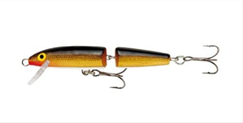 Rapala Jointed Lure, Size 05, 2″ Length, 3′-5′ Depth, 2 Number 10 Treble Hooks, Gold, Per 1