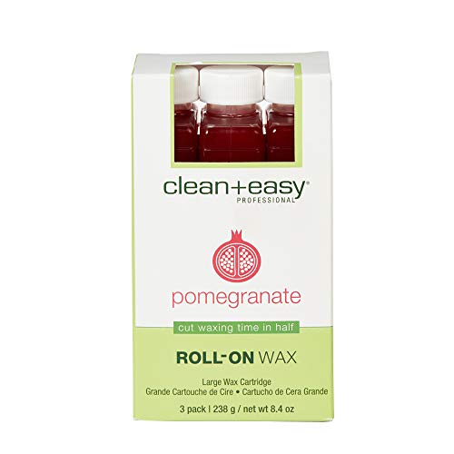 Clean + Easy Large Pomegranate Roll-On Wax Refill, for Hygienic Facial And Body Hair Removal Treatment, Great for Sensitive Skin, Ideal for All Skin and Hair Types – 3 Packs