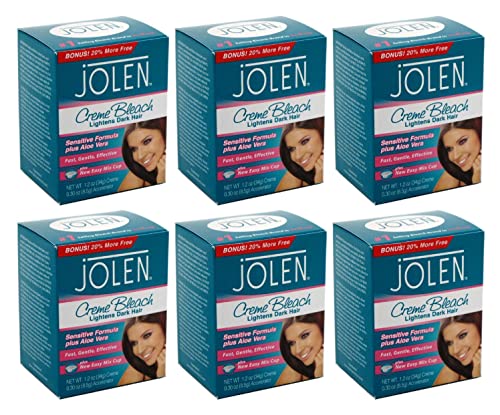 Jolen Creme Bleach Sensitive Formula Plus Aloe Vera 1oz.(pack of 6)