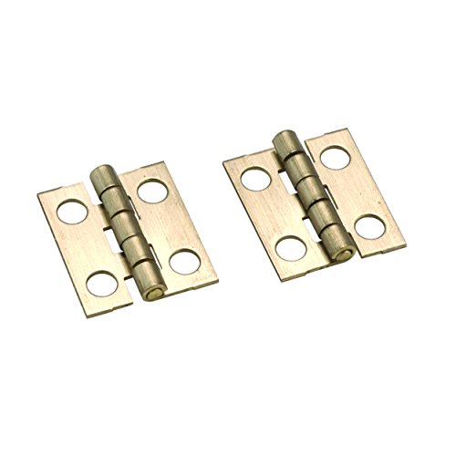Solid Brass AB Miniature Narrow Hinge 3/4″ Long x 5/8″ Open w/Screws, 2 pair