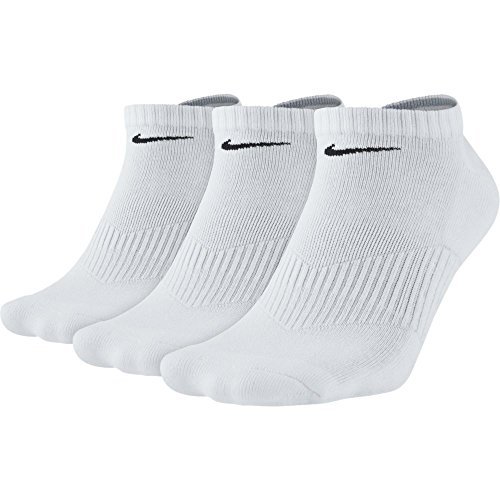Nike Performance Cushion No-Show Training Socks (3 Pair), White/Black, Medium