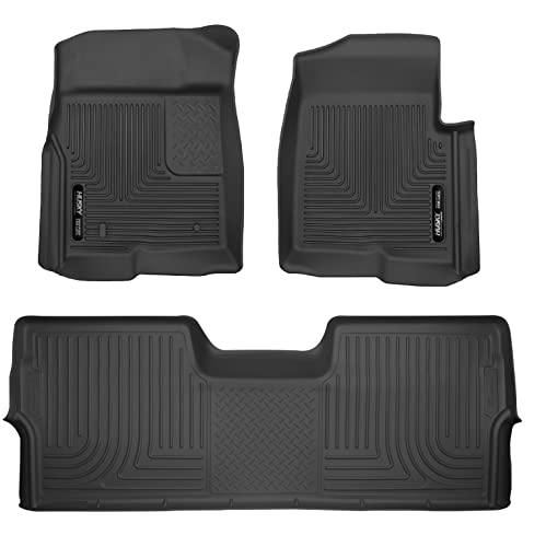 Husky Liners Weatherbeater | Fits 2009 – 2014 Ford F – 150 SuperCrew Cab w/o Manual Shifter, Front & 2nd Row Floor Liners (Footwell Coverage) – Black, 3 pc. | 98331