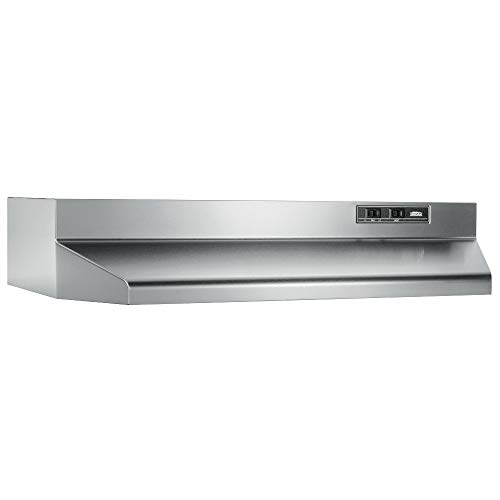 Broan-NuTone 24-inch Under-Cabinet Convertible Range Hood with 2-Speed Exhaust Fan and Light, MAX 210 CFM, Stainless Steel