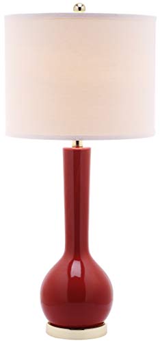 SAFAVIEH Lighting Collection Mae Long Neck Modern Contemporary Red Ceramic 31-inch Bedroom Living Room Home Office Desk Nightstand Table Lamp (LED Bulbs Included) | The Storepaperoomates Retail Market - Fast Affordable Shopping