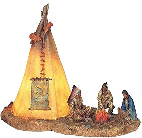 StealStreet SS-G-11390 Native Americans with Lighting Tipi Collectible Indian Decoration Statue
