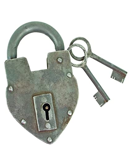 Antique Reproduction Heart Padlock with 2 Skeleton Keys INsideOUT by Upper Deck