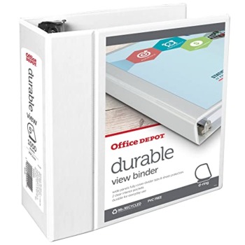 Office Depot® Brand Durable View D-Ring Binder, 5″ Rings, 39% Recycled, White | The Storepaperoomates Retail Market - Fast Affordable Shopping