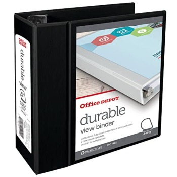 Office Depot® Brand Durable View D-Ring Binder, 5″ Rings, 39% Recycled, Black | The Storepaperoomates Retail Market - Fast Affordable Shopping
