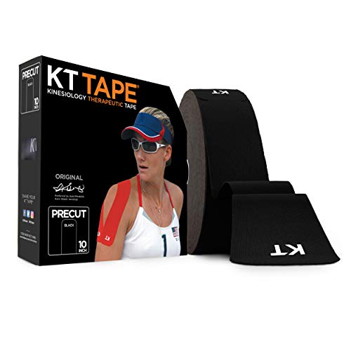 KT Tape, Original Cotton, Elastic Kinesiology Athletic Tape, 150 Precut 10” Strips, Black, 10″ Strip (150 count)
