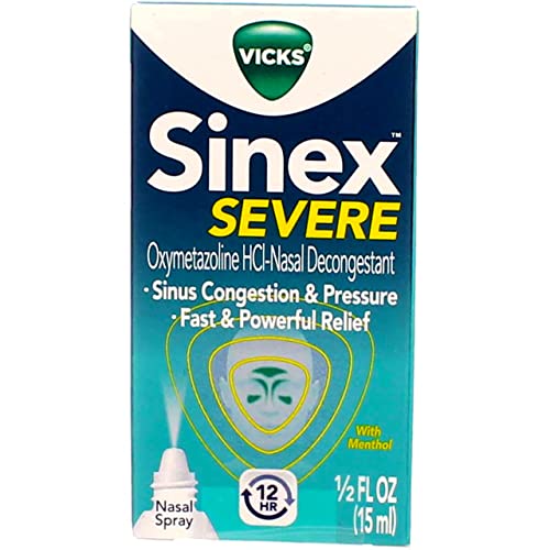 Vicks Sinex Severe Nasal Spray with Menthol 0.50 oz (Pack of 4)