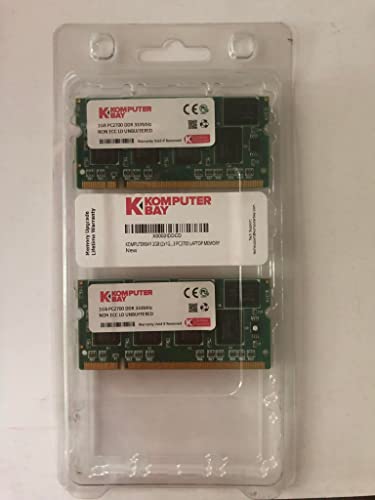 KOMPUTERBAY 2GB (2x1GB) DDR SODIMM (200 pin) 333Mhz DDR333 PC2700 Laptop Memory