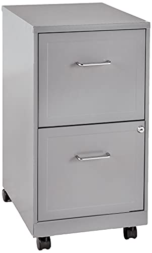 Lorell 16873 2-Drawer Mobile File Cabinet, 18-Inch Depth – Gray