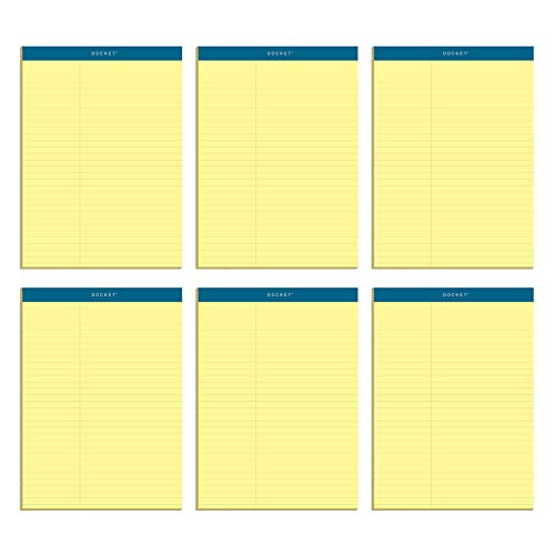 Tops Docket Writing Pads with 100 Sheets, Extra-Strong Back, 8-1/2″ x 11-3/4″, Perforated, Canary, Law Rule, 100 Sheets, 6 Pack (63396)