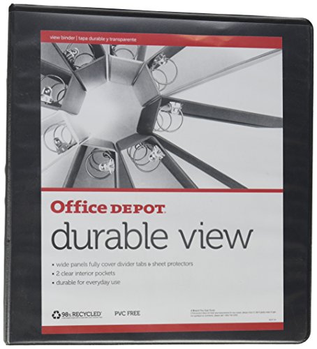 OfficeMax Durable View Binders with Round Ring 1-1/2″, Black