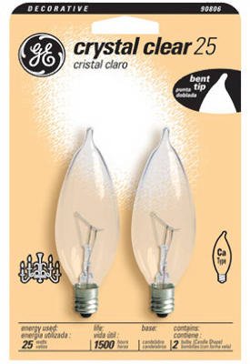 GE 47933-12 Decorative Bent Tip Light Bulb, 12-Pack