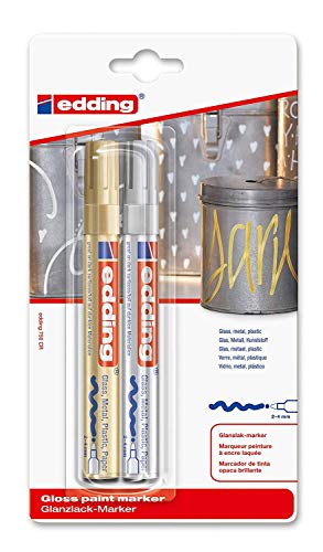 edding 750 Gloss Paint Marker – x2 Blister Carded Gold/Silver