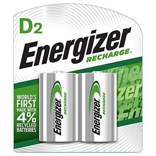 Energizer Rechargeable D Batteries, Recharge D Battery, 2 Count