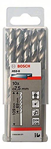 Bosch 2608595071 Metal Drill Bit Hss-G 7, 5mmx2.72inx4.29In 10 Pcs
