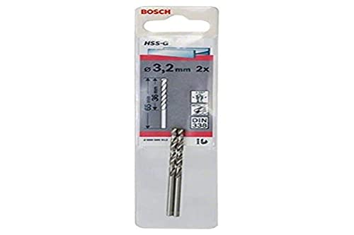 Bosch 2608585912 Metal Drill Bit Hss-G 3, 2mmx36mmx2.6In 2 Pcs
