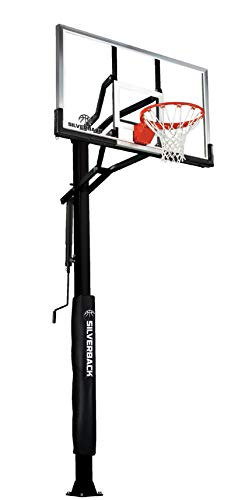 Silverback 60″ In-Ground Basketball System with Adjustable-Height Tempered Glass Backboard and Pro-Style Breakaway Rim