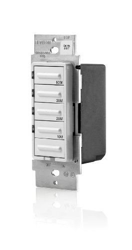 Leviton LTB60-1LZ Decora 1800W Incandescent/20A Resistive-Inductive 1HP Preset 10-20-30-60 Minute Countdown Timer Switch, White/Ivory/Light Almond faceplates included