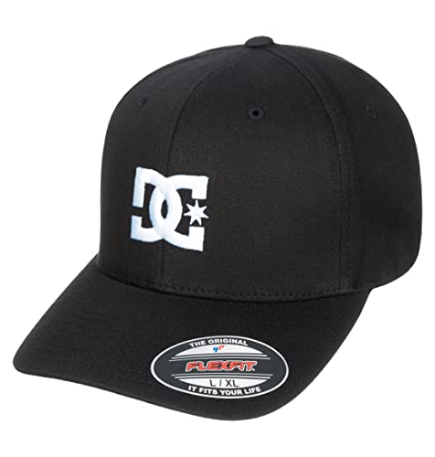 DC mens Star Flexfit Hat Baseball Cap, Black, Small-Medium US