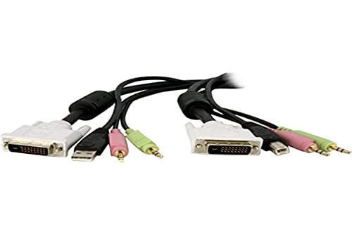 StarTech.com 4-in-1 Cable for KVMs with Dual Link DVI and USB – Audio & Microphone Cables Built-in – 6ft (2m) (DVID4N1USB6) Black