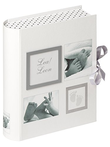 Walther design FB-173 Little Foot keepsake baby box with high quality cover, frame for your baby´s personal name, 3 drawers and sealable bag inside, 11 x 13.5 x 3.5 inch (28.5 x 34 x 9 cm), grey