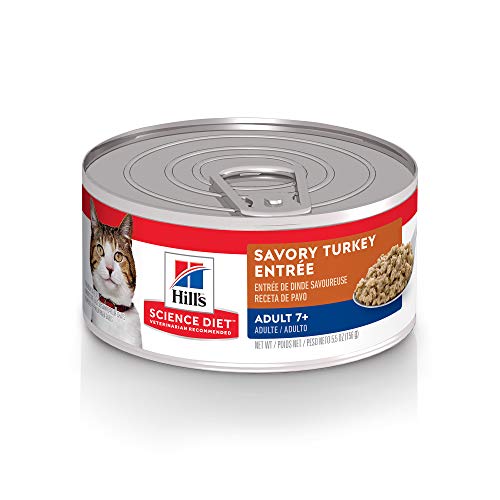 Hill’s Science Diet Senior 7+ Wet Cat Food, Savory Turkey Entrée, 5.5 oz. Cans, 24-Pack