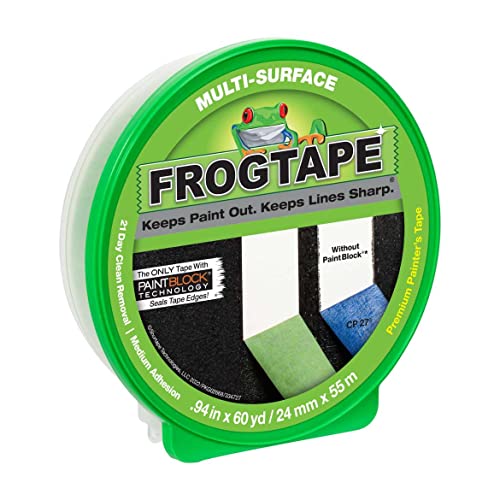 FROGTAPE 1358463 Multi-Surface Painter’s Tape with PAINTBLOCK, Medium Adhesion, 0.94″ Wide x 60 Yards Long, Green