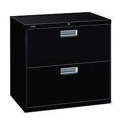 HON 600-Series Standard Lateral File with Lock, 2 Drawers, 28″H x 30″W x 19 1/4″D, Black