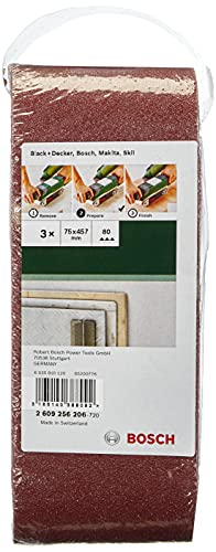 Bosch Home and Garden 2609256206 3-Piece Sanding Set for Belt Sanders, red Quality 80, no Holes, clamped