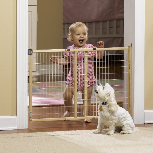 GMI GuardMaster II (376) Standard Wire Mesh Pet Gate-Hardware Mounted | Top of Stairs, Walk-Thru Swing Gate – 25″ Tall, Fits 27″ to 42″ Wide, Made in USA