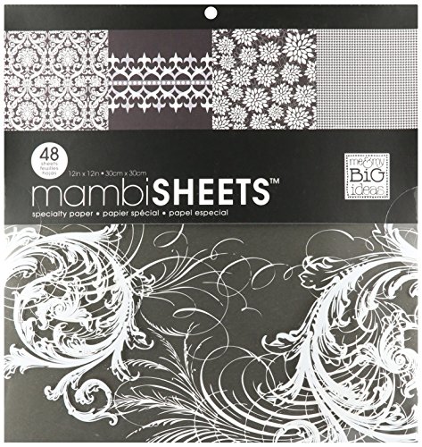 Me & My Big Ideas MAMBI Specialty Cardstock Pad 12-Inch by 12-Inch 48 Sheets, Black & White