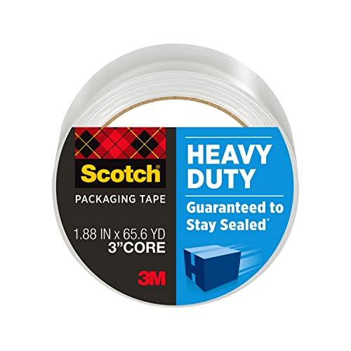 Scotch Heavy Duty Packaging Tape, 1.88″ x 65.6 yd, Designed for Packing, Shipping and Mailing, Strong Seal on All Box Types, 3″ Core, Clear, 1 Roll (3850-60)