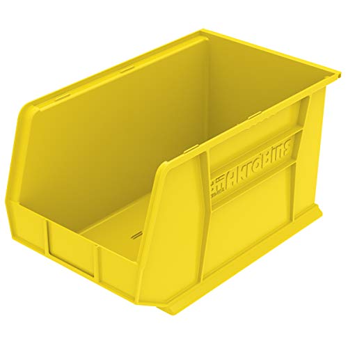 Akro-Mils 30260 AkroBins Plastic Storage Bin Hanging Stacking Containers, (18-Inch x 11-Inch x 10-Inch), Yellow, (6-Pack)