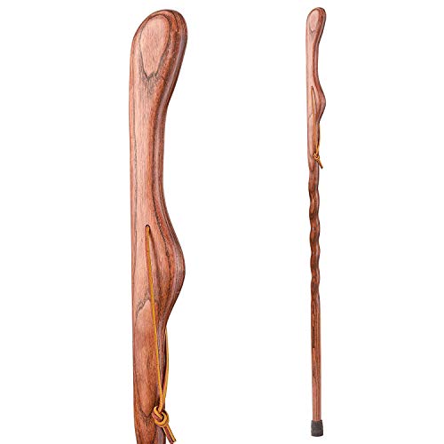 Brazos Handcrafted Wood Walking Stick, Twisted Oak, Hitchhiker Style Handle, for Men & Women, Made in the USA, Red, 55″
