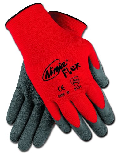 Safety Works CN9680L Gloves, 15 Gauge Red Nylon Shell with Gray Latex Coating, Large