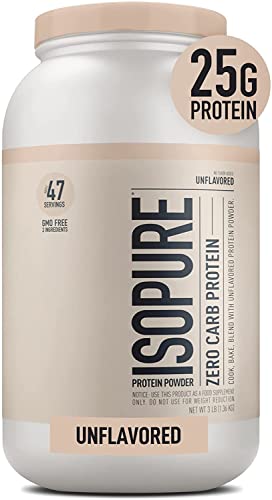 Isopure Unflavored Whey Isolate Protein Powder, with Vitamin C & Zinc for Immune Support, 25g Protein, Zero Carb & Keto Friendly, 3 Pounds (Packaging May Vary)