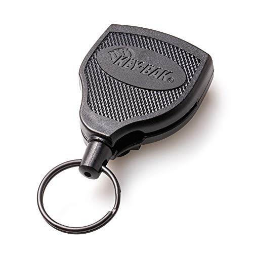 Key-Bak Super48 HD 8oz. Locking Retractable Key Holder, 48″ Retractable Cord, Black Polycarbonate Case, Steel Belt Clip, Oversized Split Ring