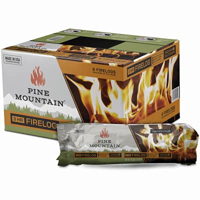 Pine Mountain Traditional 3-Hour Firelog, 6 Logs Long Burning Firelog for Campfire, Fireplace, Fire Pit, Indoor and Outdoor Use