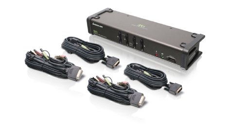 IOGEAR 4-Port DVI KVMP Switch – 1920 x 1200 60Hz – LED Display – Auto Scan Mode – 2.1 Audio w/Mic – 2 USB 2.0 Hub For Peripherals Sharing – Plug n Play – Win Linux Mac Sun – TAA Compliance – GCS1104