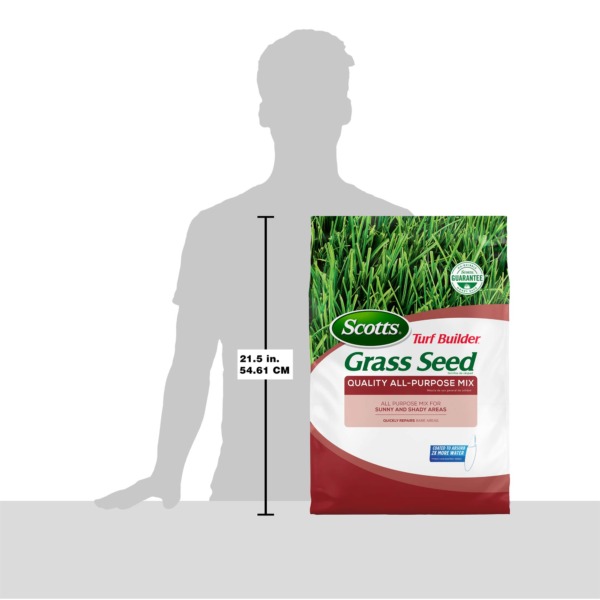 Scotts Turf Builder Grass Seed Quality All-Purpose Mix for Sunny and Shady Areas, Quickly Repairs Bare Spots, 20 lbs.