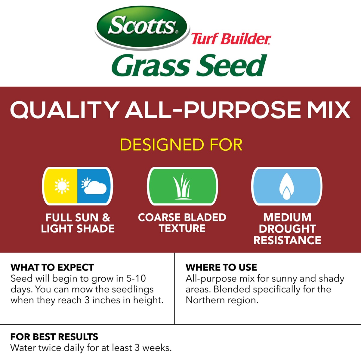 Scotts Turf Builder Grass Seed Quality All-Purpose Mix for Sunny and Shady Areas, Quickly Repairs Bare Spots, 20 lbs. | The Storepaperoomates Retail Market - Fast Affordable Shopping